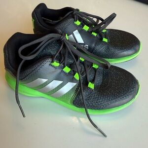 Adidas Kids Black and Green Court Sneakers